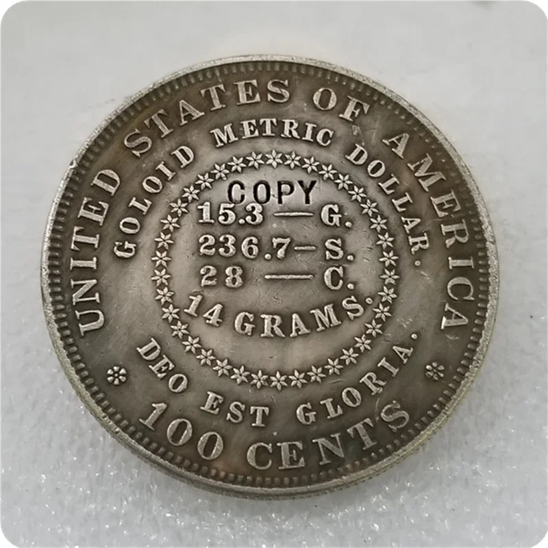 COPY REPLICA 1880 $1 Goloid Metric Dollar COPY Challenge Pocket Coins Christmas Gifts