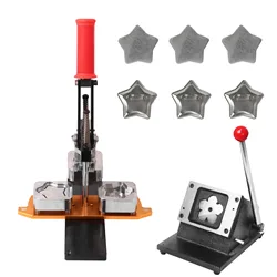 Button Maker Machine 58mm Pentagram Pin Maker Machine Kit with 100pcs Consumables + Paper Cutter DIY Button Pin Maker Machine