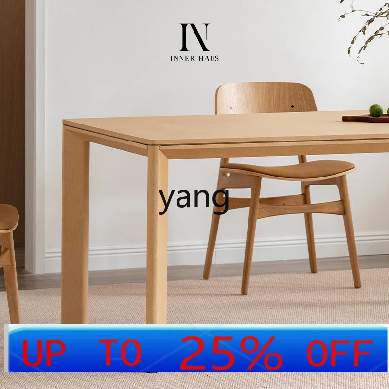 LMM minimalist large board white oak table simple solid wood rectangular workbench
