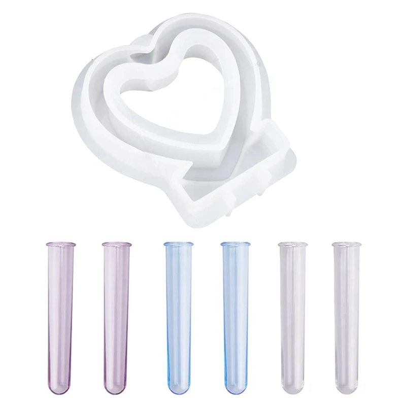 

Resin Molds Silicone For Vase Plant Propagation Station, Heart Shaped Epoxy Resin Molds With 6 Test Tubes For Hydroponic