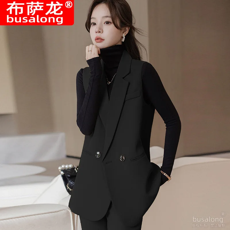 Giacca da gilet da donna di media lunghezza2025Spring Nuovo gilet blazer con spacco alla moda elegante in stile coreano