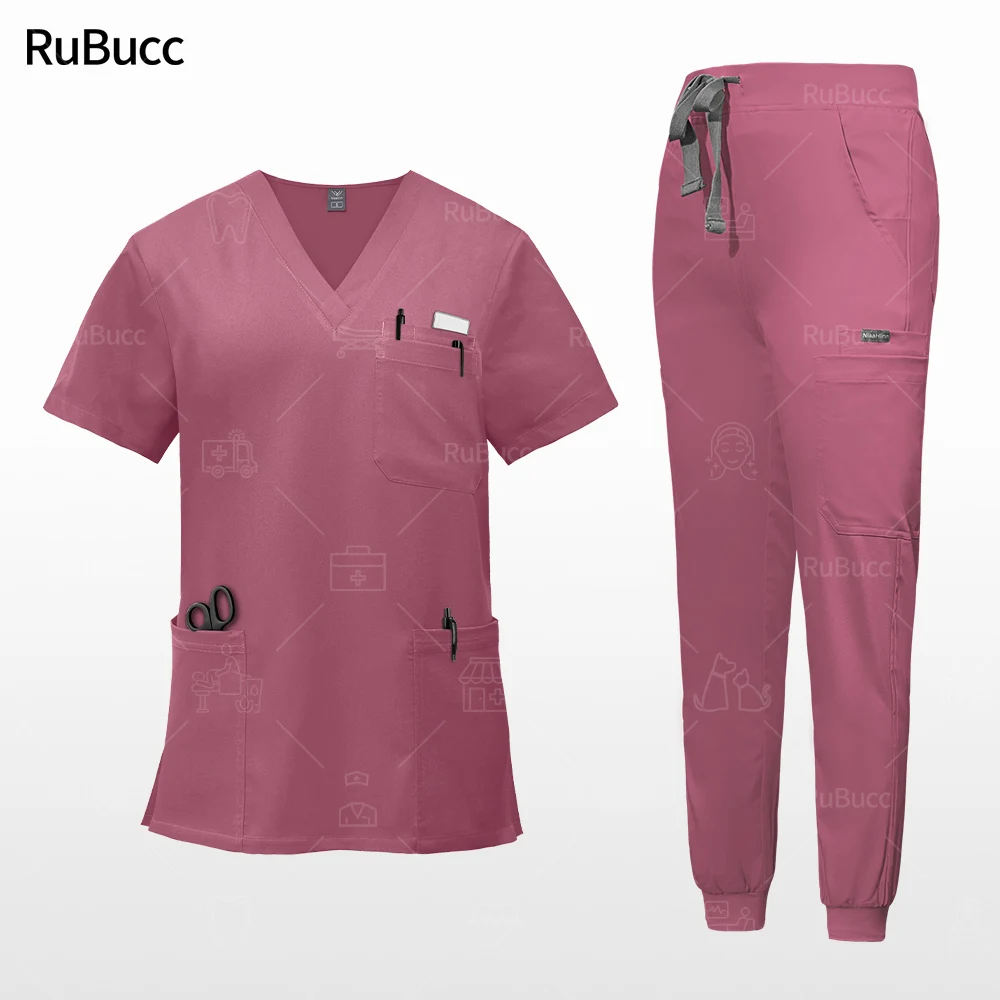 

Multicolor Hospital Doctor Workwear Short-Sleeved Pharmacy Nurse Uniform Medical Dental Surgery Uniforms Two-piece Lab Work Suit