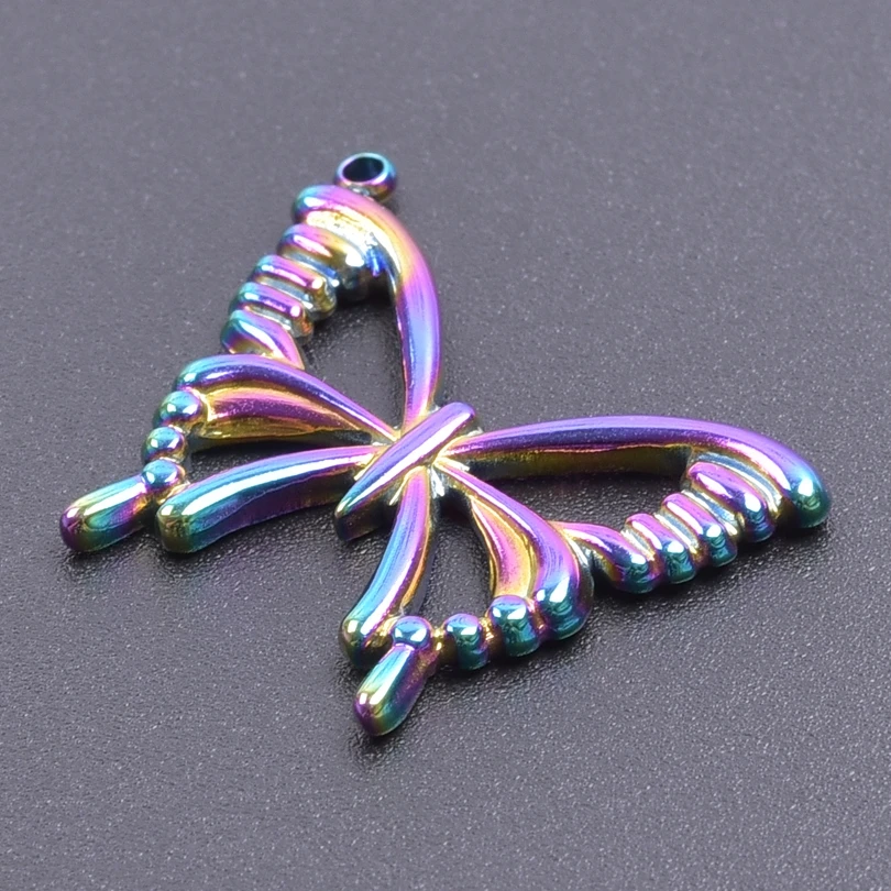 Multistyle Rainbow Animal Charms Snake Dragonfly Butterfly Charm Pendants For Jewelry Making Bulk Metal Stainless Steel Charms