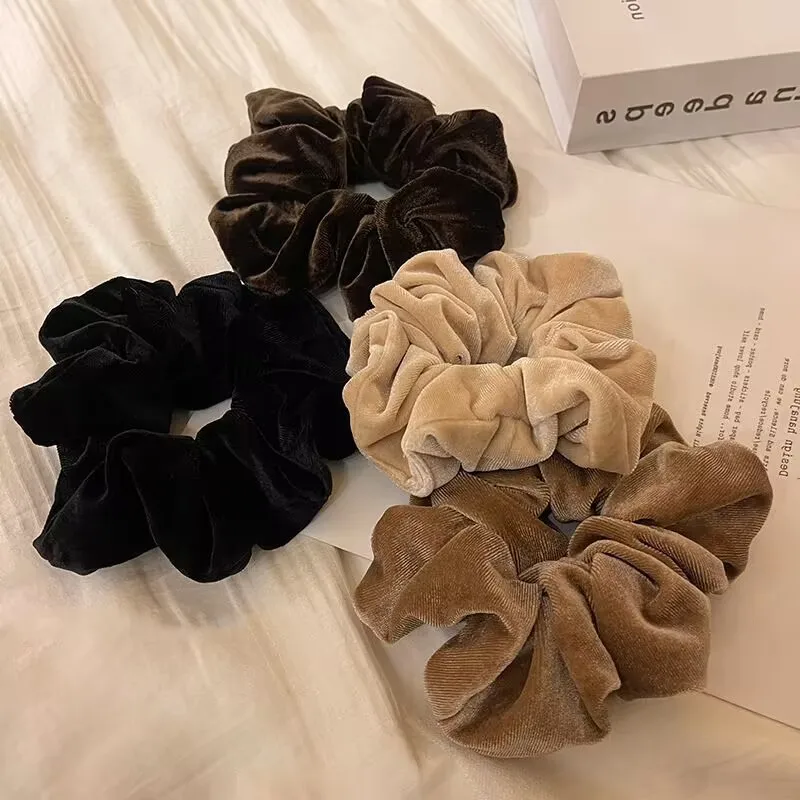 

Women Hair Tie Soft Headwear Large Elastic Rubber Hair Rope Vintage Velvet Scrunchie Girl Ponytail Holder Hair Accessories