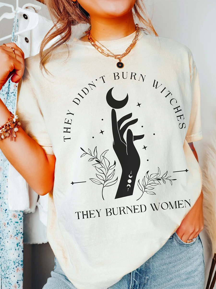 Comfort They Didn\'t Burn Witches They Burned Women Shirt Witchy Feminist Halloween Tee Cotton Tee Unisex Y2K Loose Funny Shirt