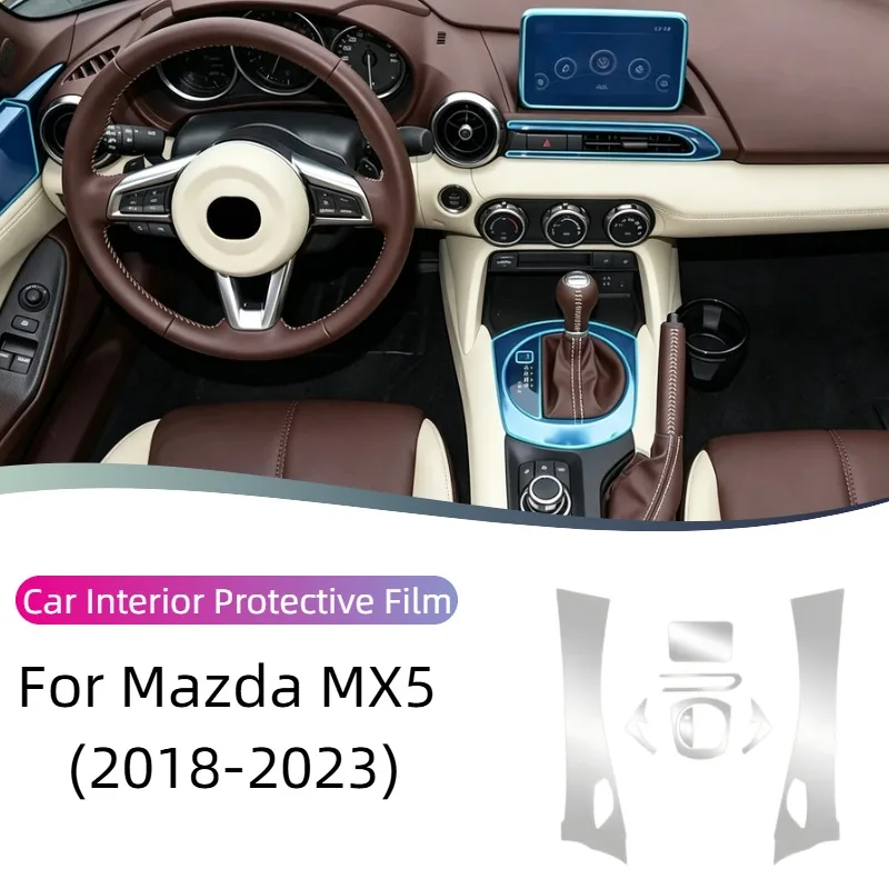 For Mazda MX5 2022 2023 Pre-cut Car Interior Film Transparent TPU Center Console PPF Protection Anti Scratch Accessories
