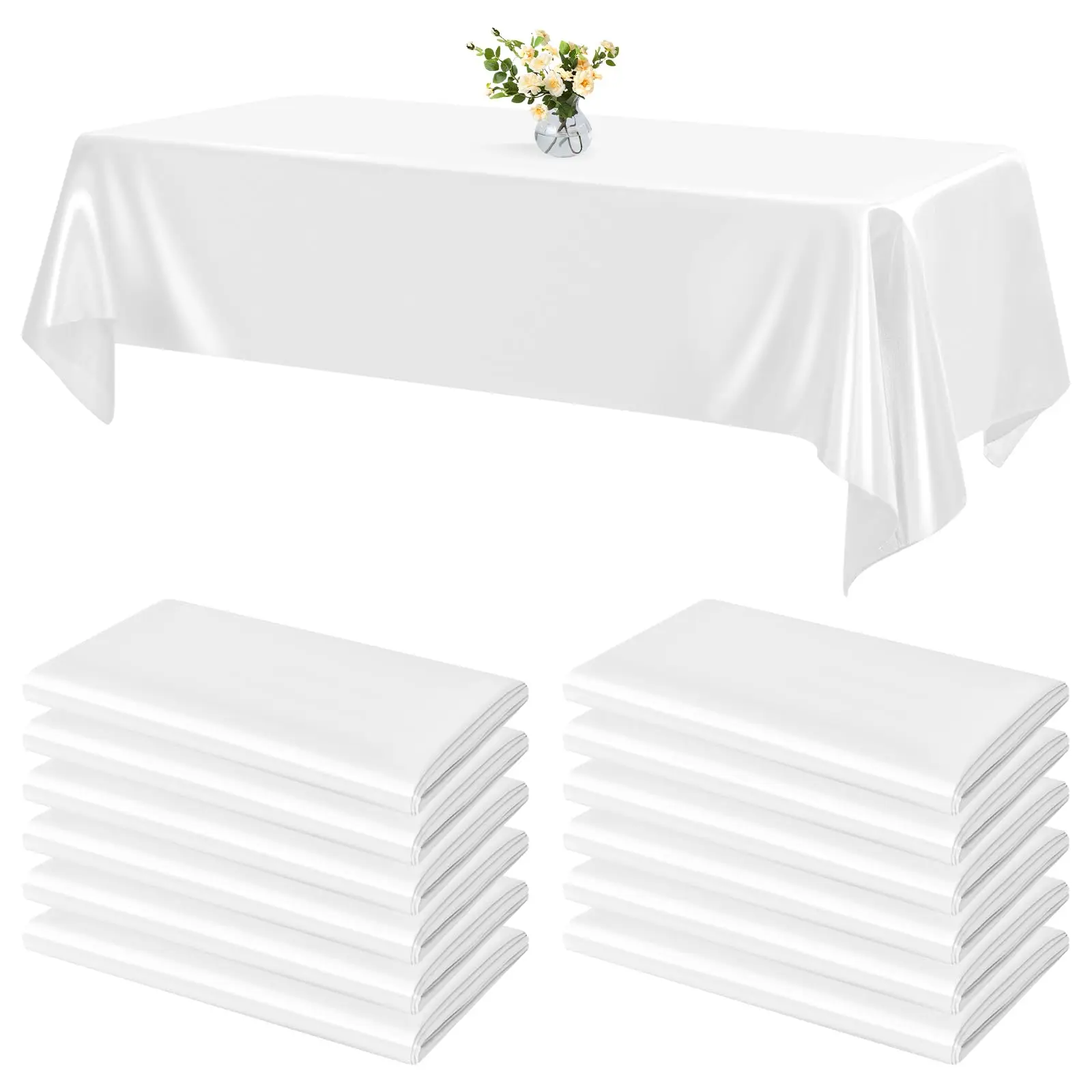 2-20Pcs Satin Tablecloth Wedding Rectangle Tablecloth Bright Silk Tablecloth Smooth Fabric Table Cover for Wedding Banquet Party