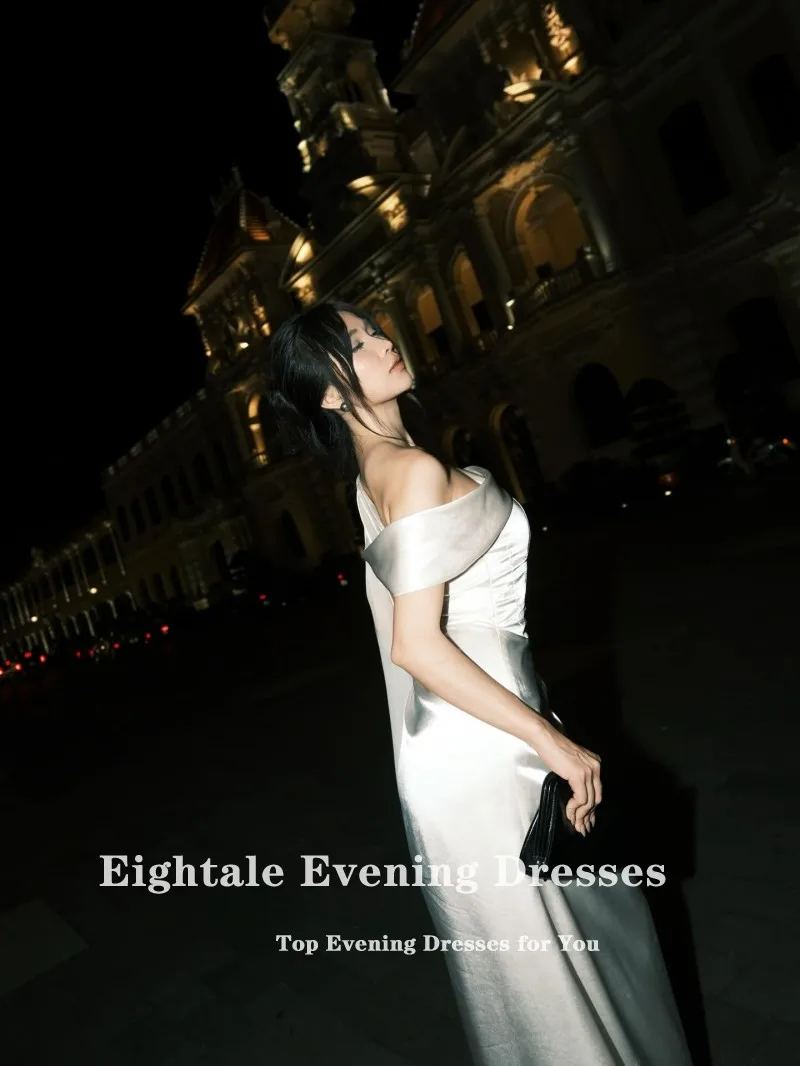 Robe de mariée arabe de quatre-quarts, personnalisée, ivoire, asymétrique épaule dénudée, longueur au sol, robe de soirée sirène musulmane