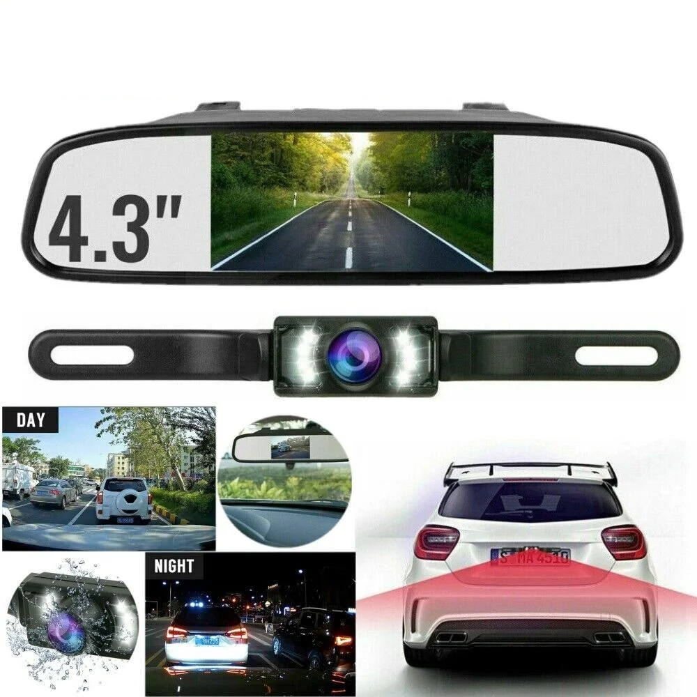 

4.3 Inch LCD Rearview Mirror Monitor IP68 Night Vision Waterproof Car Reversing Camera Kit For Car Pickup SUV Van Truck Etc.