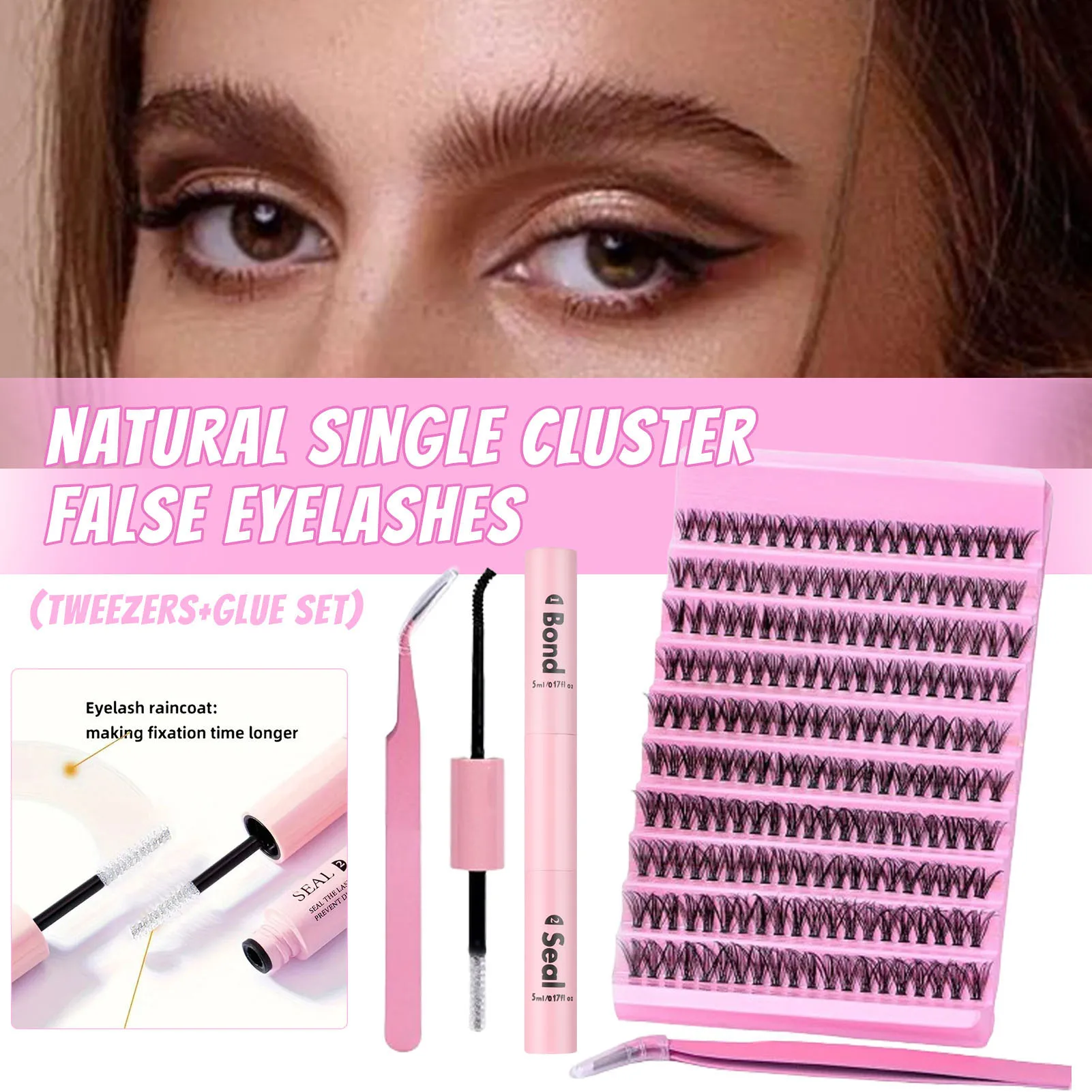 30D 200 PCS Clusters Lash Bond and Seal Makeup Tools DIY Lashes Extension kit with Lashes Gluing Glue Makeup Accessories