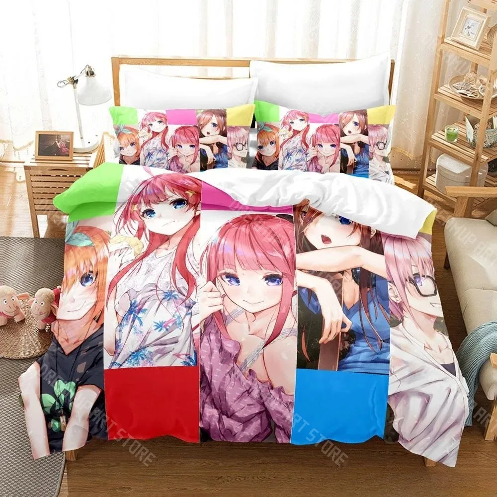 3D Printed Quintessential Quintuplets Bedding Set for Boys Girls Duvet Cover Pillowcase Twin Queen King Full Single Double Sizes