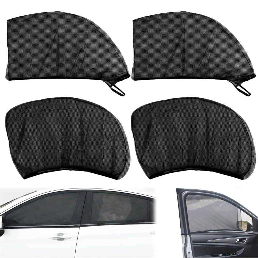 Breathable Car Window Screens Removable Front+Rear Car Sun Shade Mesh Sunlight Block Anti-mosquito Sunshade Net