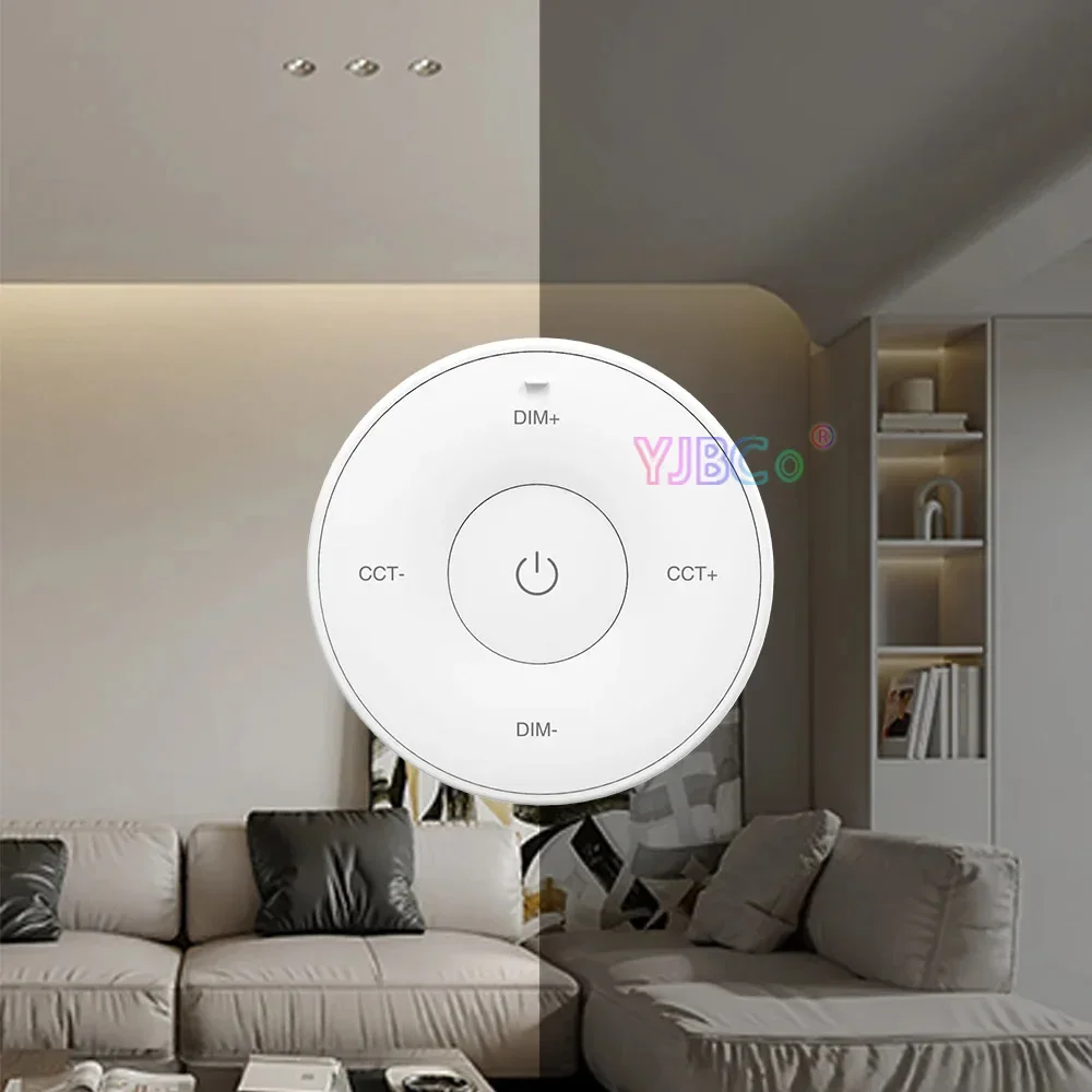 MiBoxer 2.4G Double color Round Panel Remote Control adjust CCT LED Strip tape Dimmer switch dimming light Bulb Controller