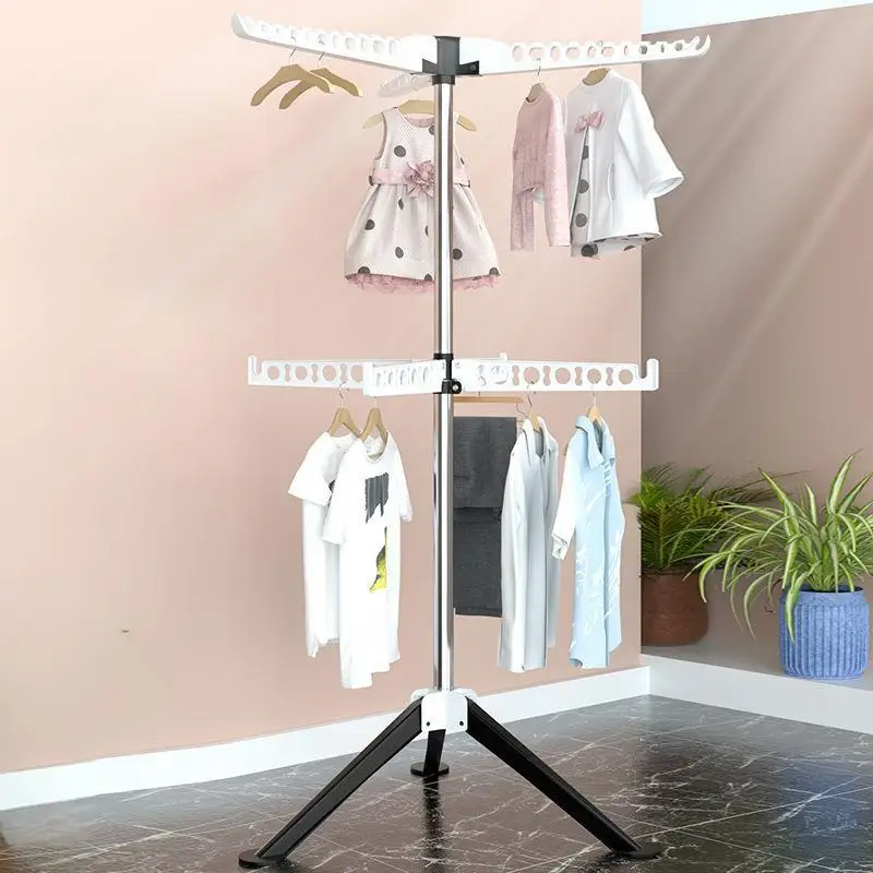 Foldable clothes drying rack Floor-to-ceiling vertical clothes drying rod Balcony Home rental room Stainless steel clothes
