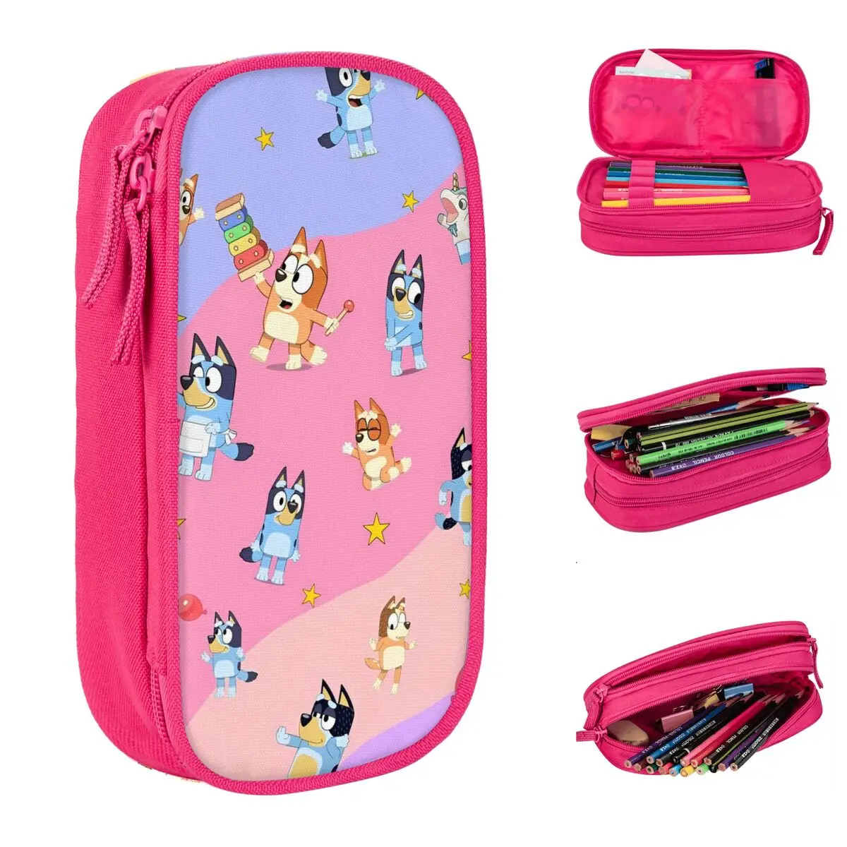 Cartoon B-Blueys Bandit-Chilli Pencil Case New Pen Bags Girls Boys Large Storage School Supplies Gift Pencilcases