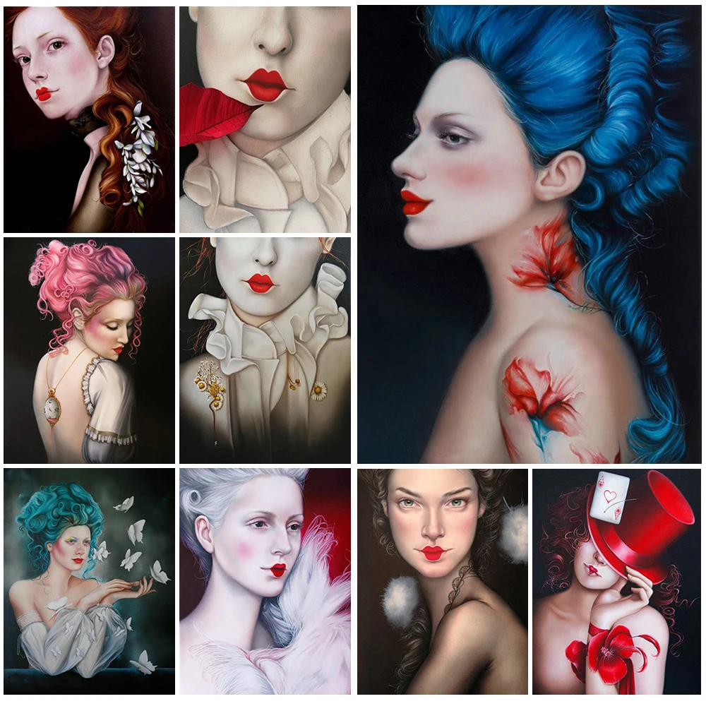 

Modern Women Portrait Girl Abstract Nordic Poster Wall Art Canvas Painting Wall Pictures For Living Room Home Decor Unframed