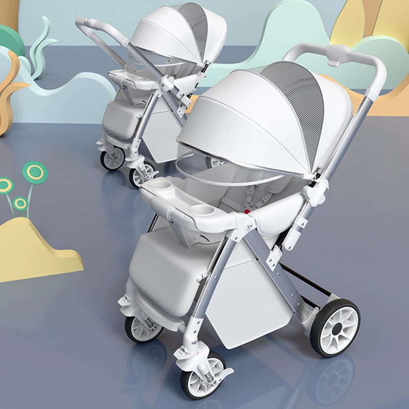 Lightweight Baby Stroller High Landscape Stroller Folding Two-way Stroller can Sit and Lie Down Toddler Stroller for Ages 0-5