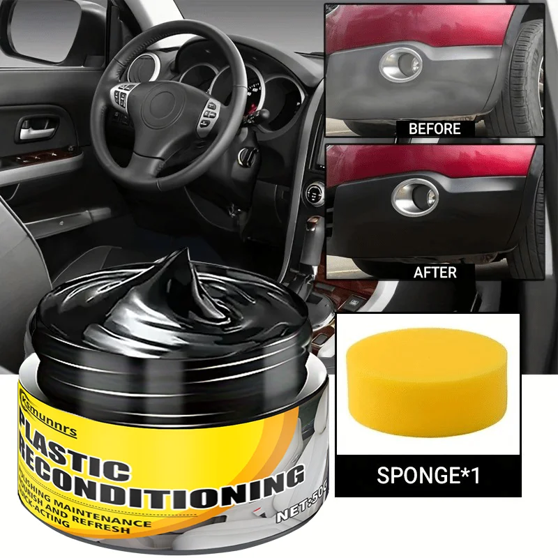 طقم إصلاح بلاستيكي داخلي للسيارة، عامل إصلاح الأكسدة، شمع تلميع داخلي للسيارة، شمع طلاء واقي للإطارات، مركبة سوداء