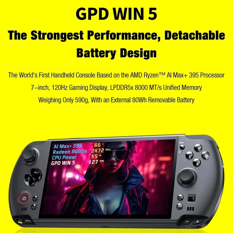 New GPD Win5 7" 120Hz 1080P LTPS Screen Handheld Gaming Console AMD395 M.2 2280 SSD Windows11 RGB Ergonomic Handheld Game Player
