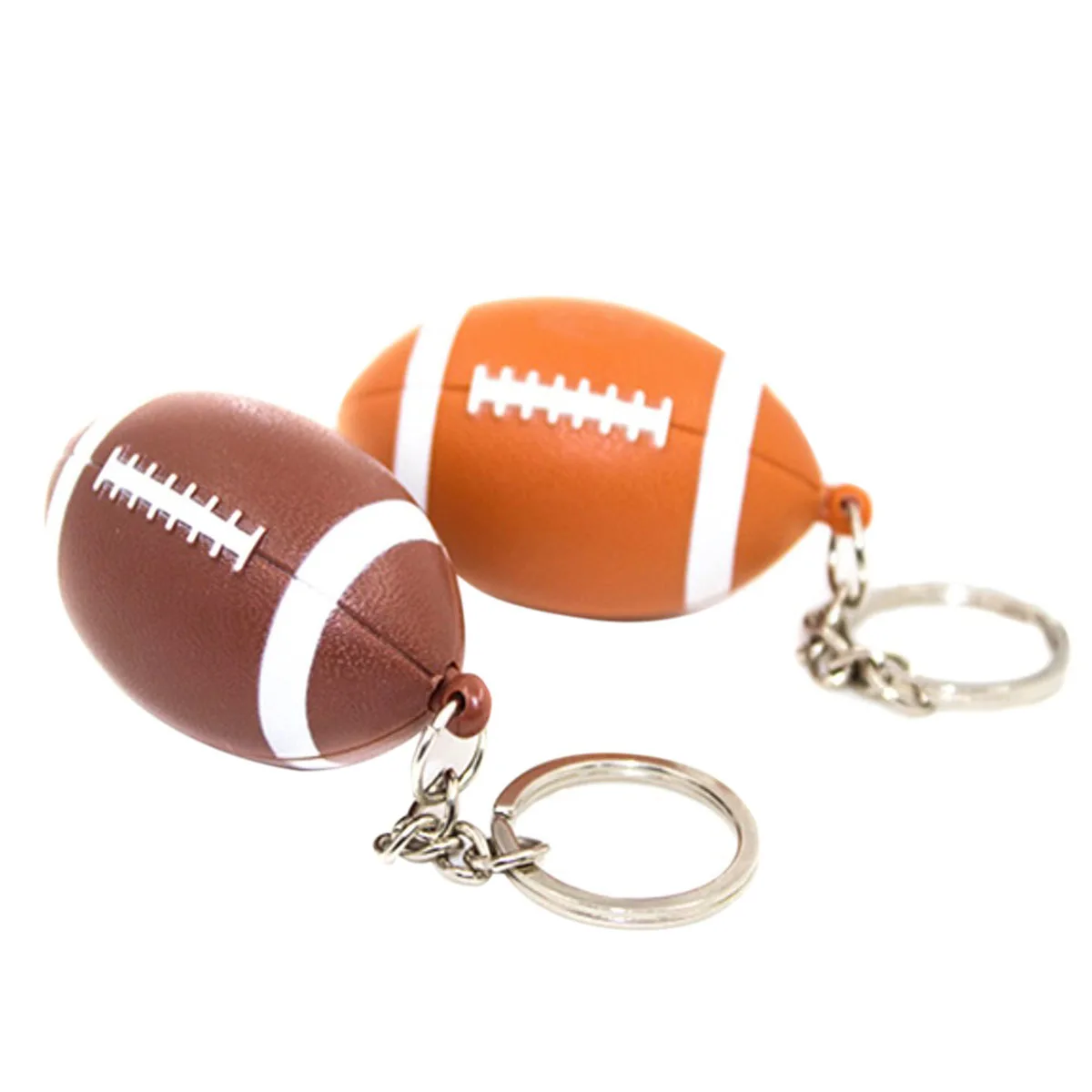 

2pcs LED Light Keychain Sound Flashlight Rugby Design Creative Key Funny Accessories Gifts Souvenirs Party Favors Mini