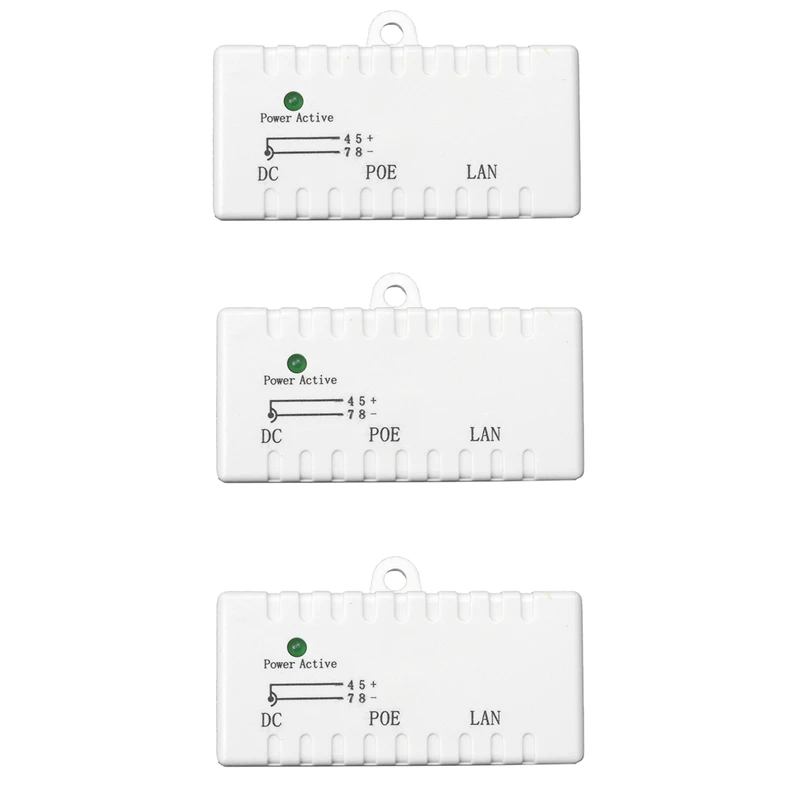 

3X Poe разделитель Инжектор Poe Rj45 Dc 5,5 мм X 2,1 мм вход Пассивный Poe адаптер Разъем для Ip сетевой камеры (белый)