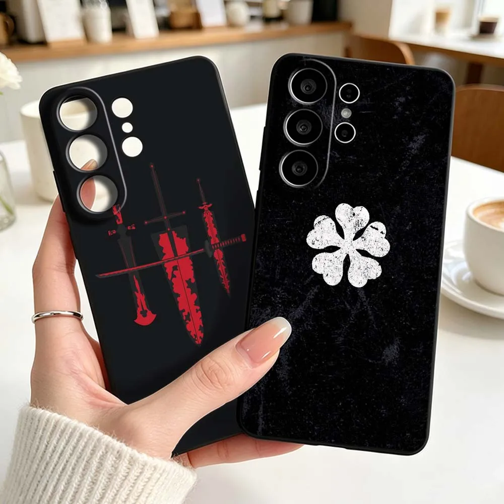 Anime B-Black Clover Cool Phone Case For Samsung Galaxy S26 S25 S24 S23 S22 S21 S20 Pro Edge Ultra Plus FE 5G Black Cover