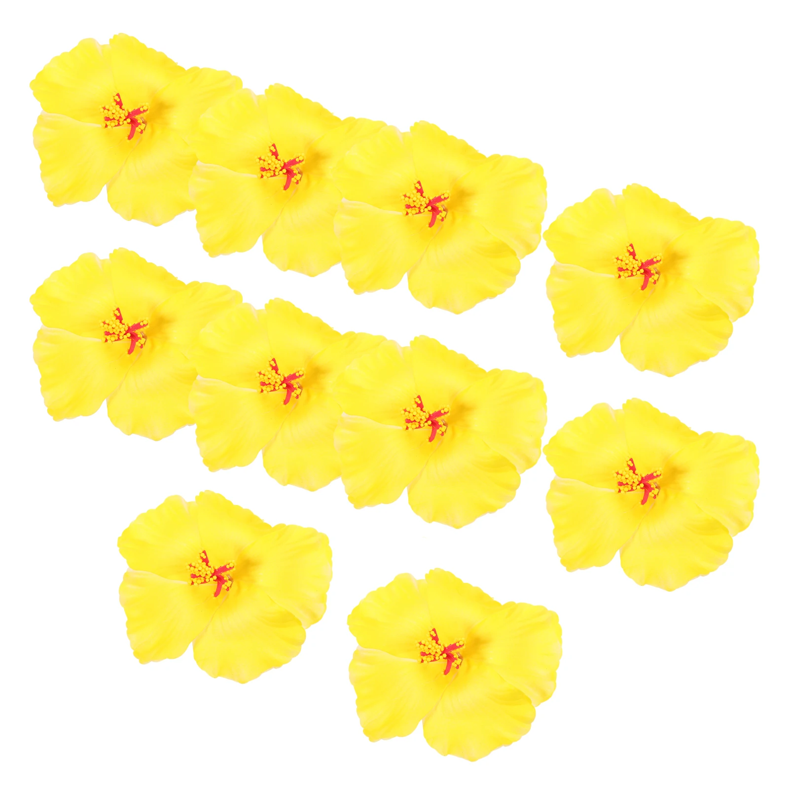 

10pcs Hawaiian Artificial Flowers Faux Tropical Decor Hibiscus Party Decoration Lifelike Props Accessories