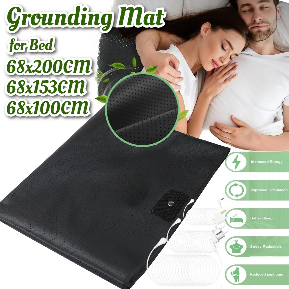 

Заземляющий коврик для кровати, ширина 68 см, заземляющий коврик, заземляющий коврик для лучшего сна, снятие боли, снятие стресса, проводящее углеродное волокно со шнуром