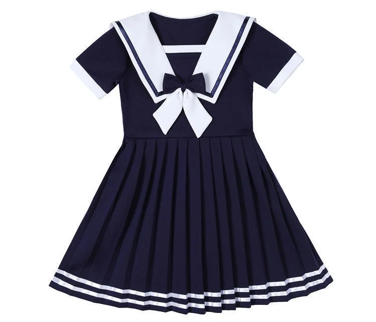 2023 summer Kids A-LINE Dresses Child Clothes Teens School sailor JK striped Uniform Girls Daily Wear pleated skirt 6 9 12 yaer