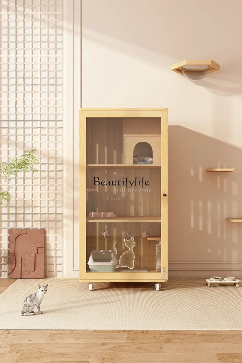 

12Cat Villa Indoor Household Cat Cage Extra Large Free Space Solid Wood Cat Nest