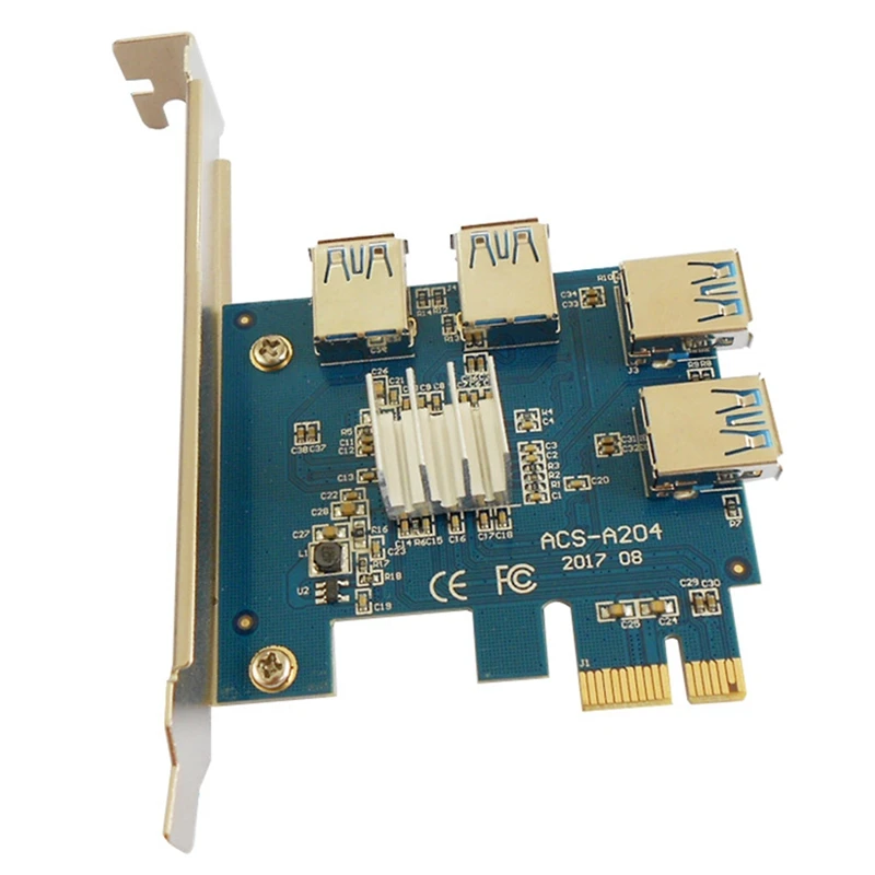 

PCI-E Riser Card 1 To 4 PCI-EX1 To PCI-EX16 Graphics Card Interface One For Four 4X Slots For Winxp/Win7/Win8/Win10