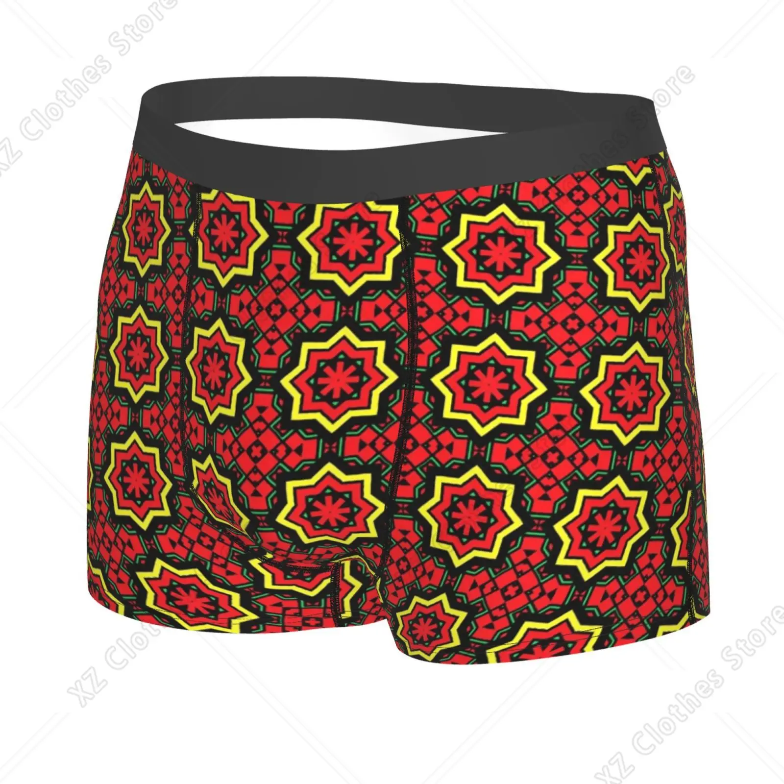 African Ethnic Geometric Colorful Pattern Underwear Men Stretch Boxer Briefs Shorts Panties Soft Sexy Underpants for Male