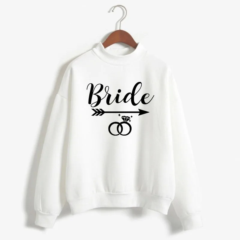 

BRIDE ARROW Print Woman Sweatshirt Sweet Korean O-neck Knitted Pullovers Thick Autumn Candy Color Women bride squad Clothing