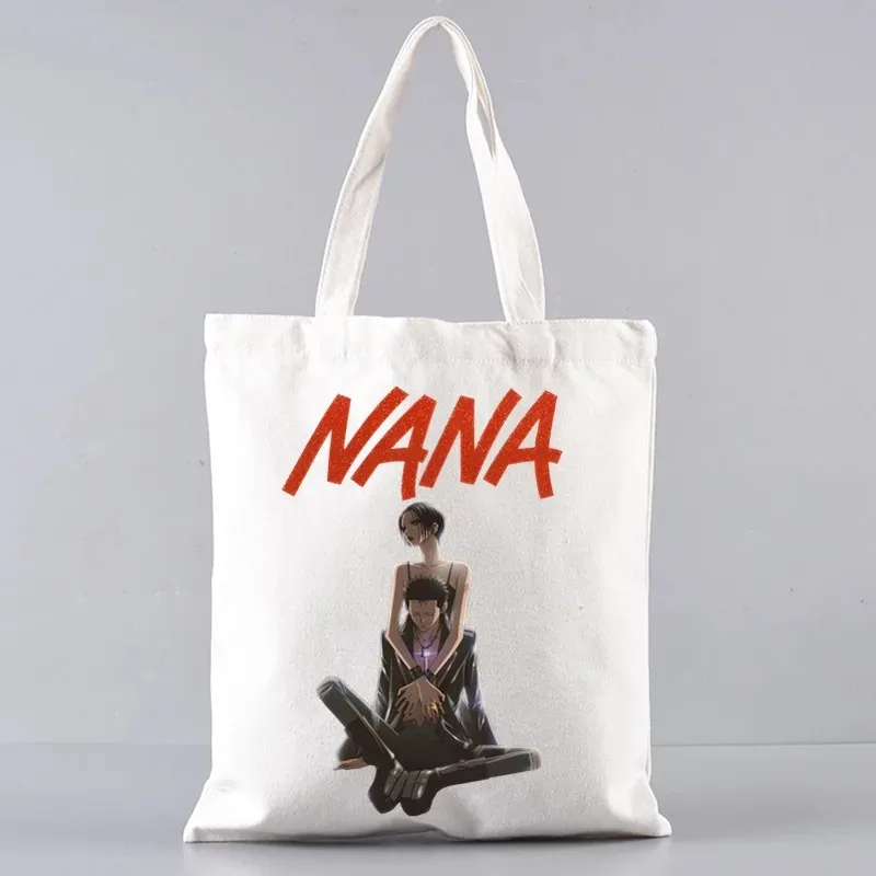 Black Stones NANA Osaki Einkaufstasche aus Segeltuch mit japanischem Anime-Grafikdruck, oben offene Einkaufs-Umhängetasche für Schulgeschenke