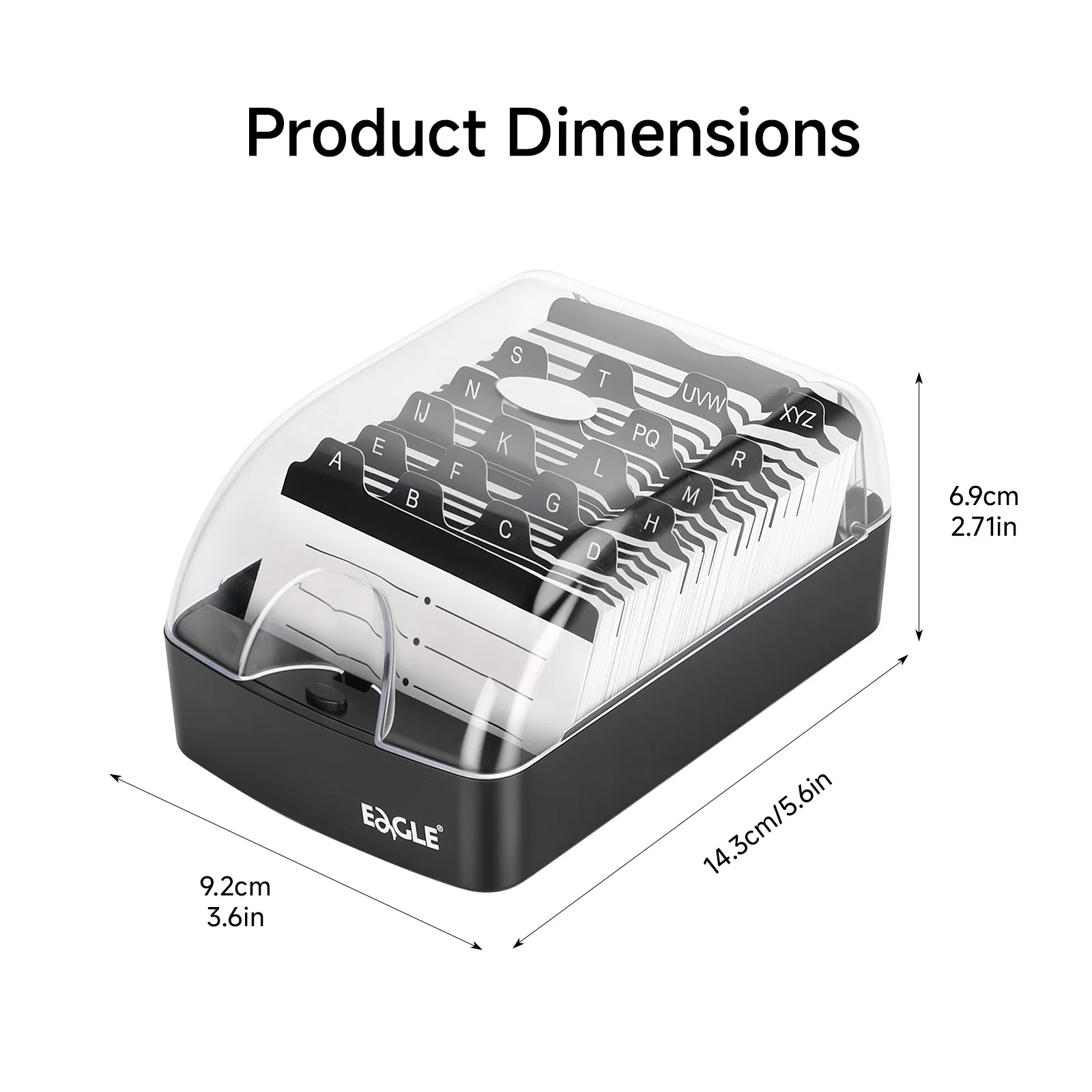 EAGLE Business Card Holder 350 Capacity with A-Z Index Tabs, Push-Button Cover, Expandable Panel, for Office Organizer