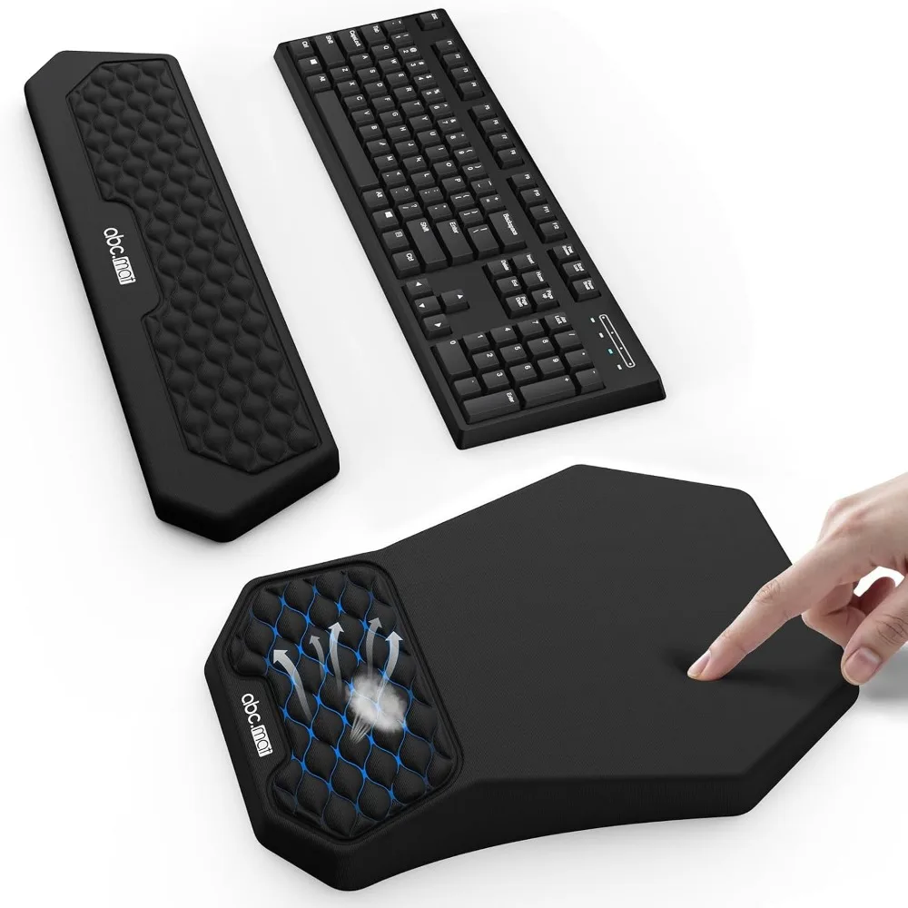 Ergonomic Mouse Pad and Wrist Rest Set for Carpal Tunnel Relief, Memory Foam, Non-Slip Base, Black