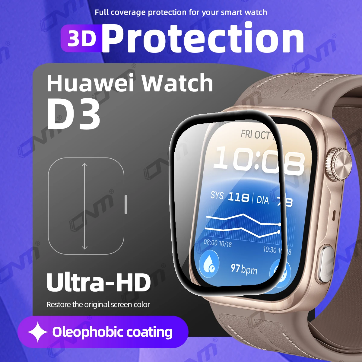 3D Protection Film for Huawei Watch D3 Screen Protector, Full Coverage Anti-scratch for Huawei Watch D3 Accessories (Not Glass)