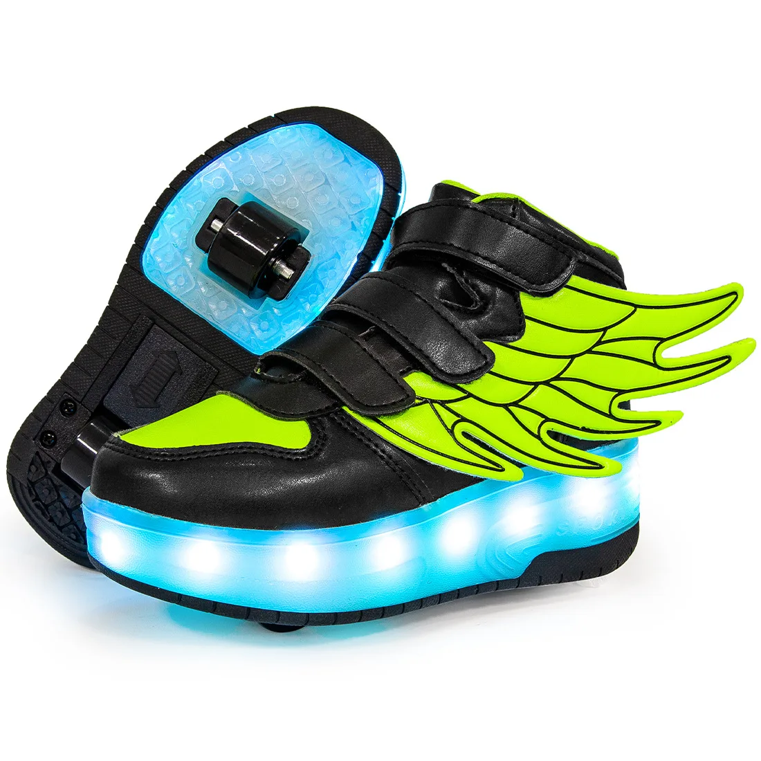 

children's Two wheels high top wings LED light shoes Walking shoes pulley shoes Kids Flying Shoe