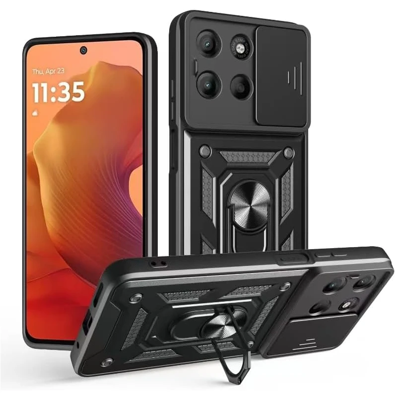 Rüstung Ständer Fall Für Motorola Moto G56 G86 Abdeckung Objektiv Schutz Drehbare Ring Magnetische Halter Coque Fundas Capa