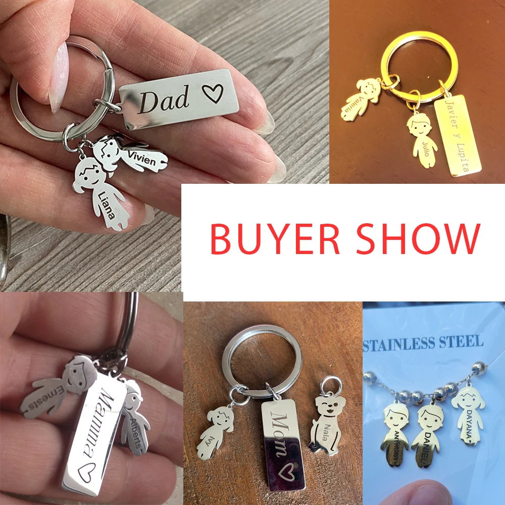 Mom Dad Personalized Keychain Custom Name Family Key Chain Ring Mother Father Boy Girl Child Kid Gift For Women Men Jewelry