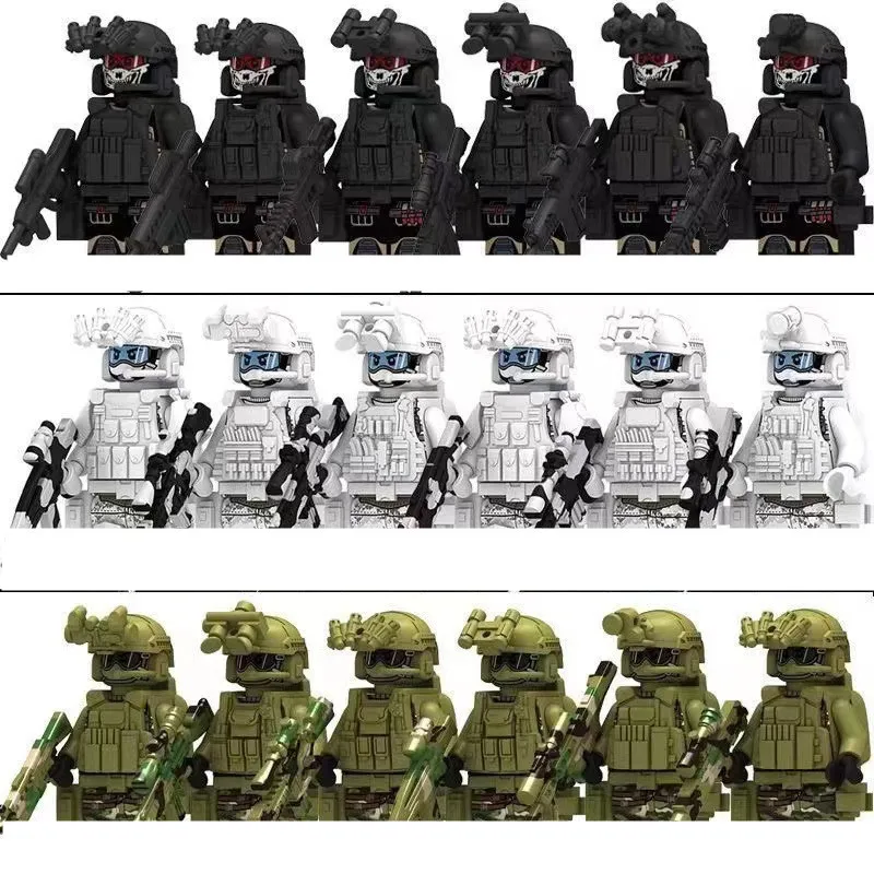 Military Special Forces Building Blocks Figures City SWAT Ghost Commando Modern Soldiers Police Weapons Toys For kids Gifts