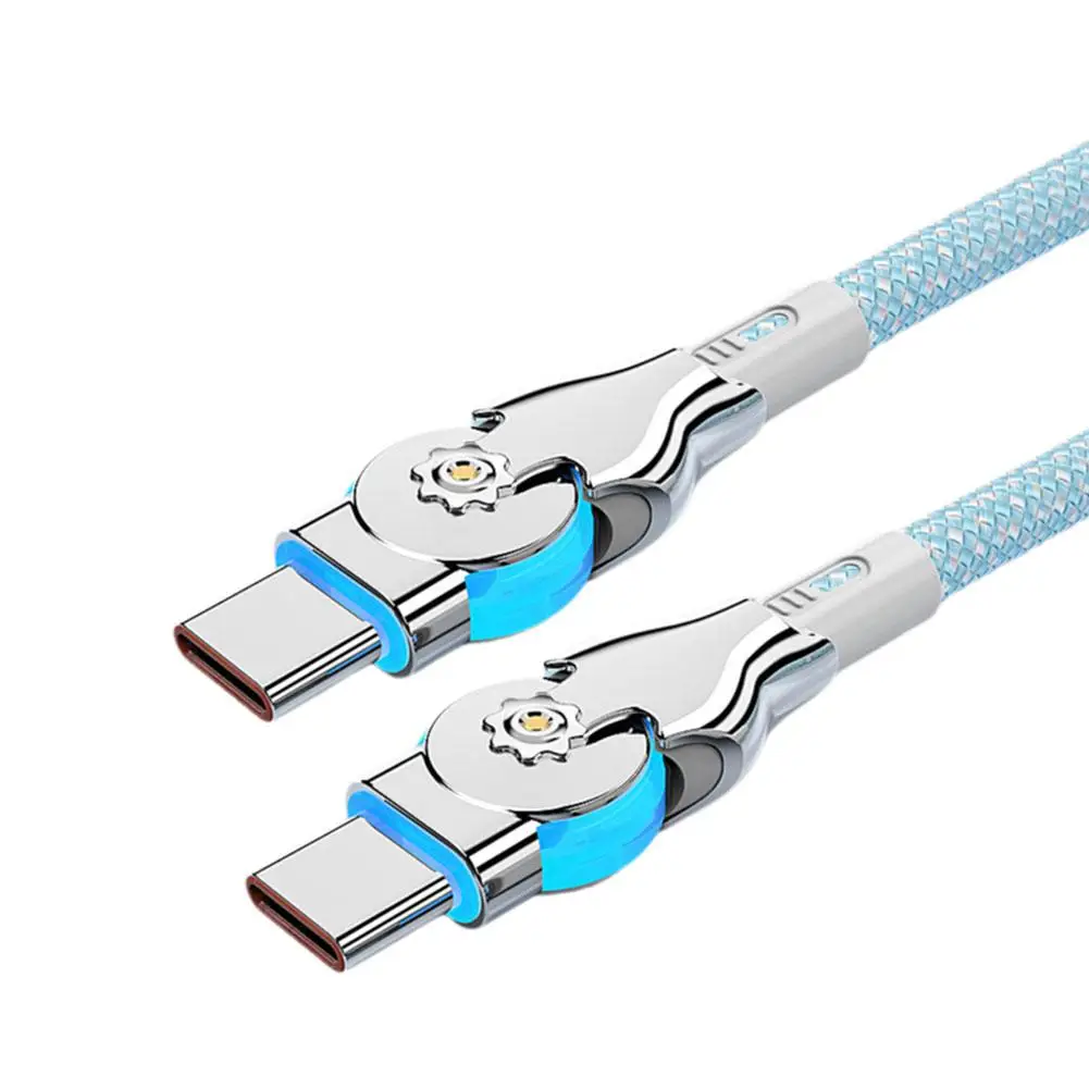 

65W Fast Charge Type C to USB C Cable with Double Elbow Rotation And Light Alloy Cord For iPhone Data Charging
