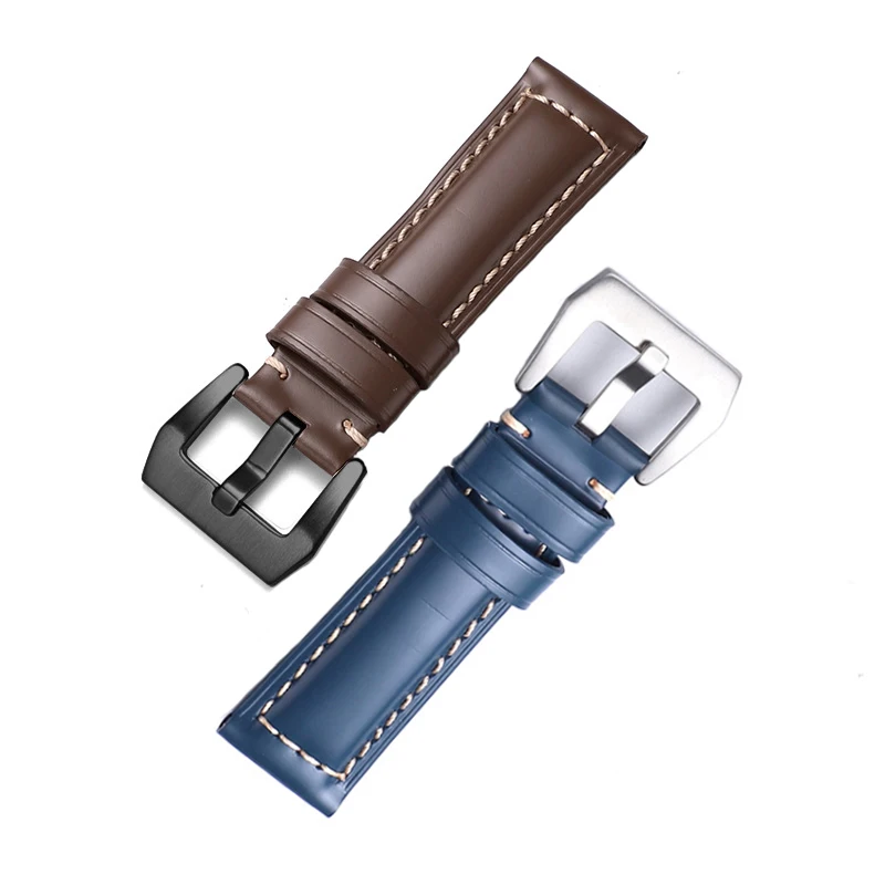 Genuine Leather Watch Strap 20mm 22mm 24mm 26mm Glossy Universal Watch Band for Panerai for Samsung Belt Bracelet Accessories