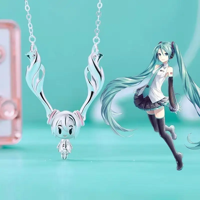 

Hatsune Miku Anime Necklace Pendant Clavicle Chain 925 Silver Jewelry Accessories Peripheral Fashion High-end Accessories Gifts