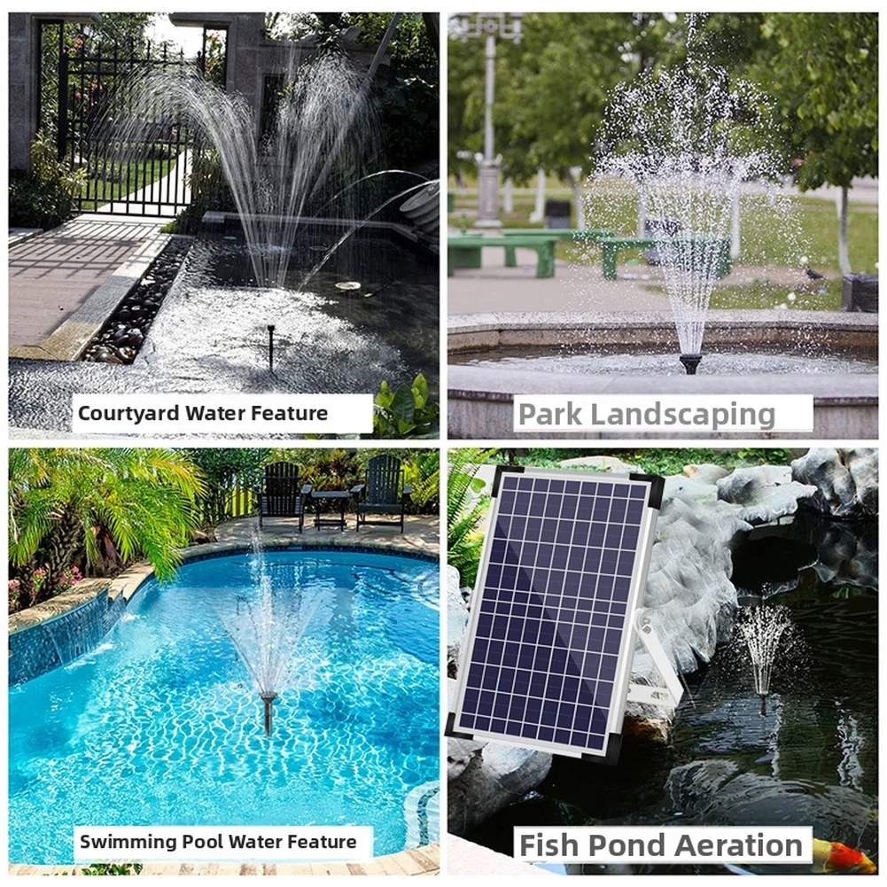 10W 9V Solar Fountain Pump for Courtyard Garden Bird Bath and Pond Circulation with Tempered Glass Aluminum Construction