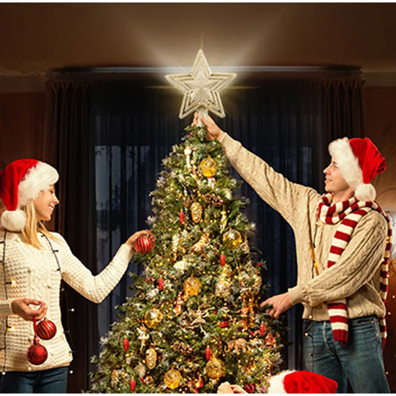 شجرة عيد الميلاد أعلى نجمة ضوء الإسقاط 3D الخماسية نجمة الدورية الثلجية LED ضوء الإسقاط زينة عيد الميلاد #2