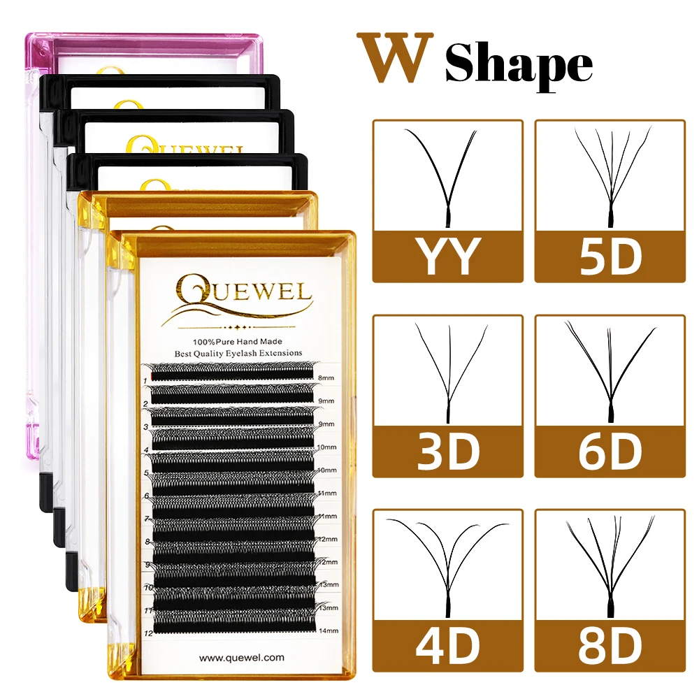 

Quewel W Volume Eyelashes 3D 4D 5D 6D Shape Double Tip Eyelash Extensions Fans 8-14mm New False Eye Lash Wholesale Makeup Tool