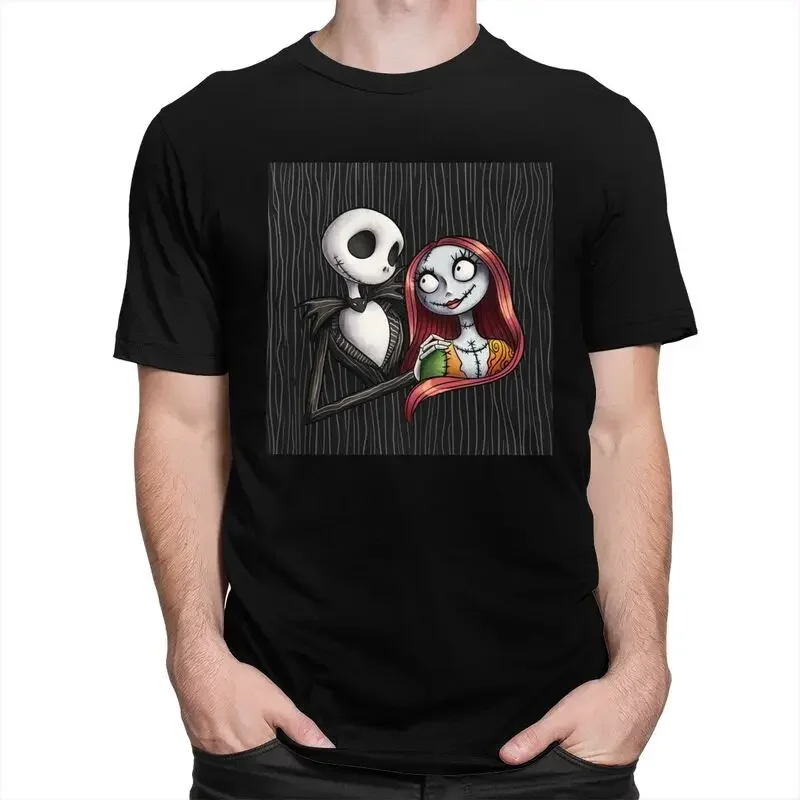 Tim Burton Christmas Horror Movie T Shirt Men Pure Cotton Tshirt Graphic Tee Tops Short Sleeve Halloween Skull Jack T-shirt