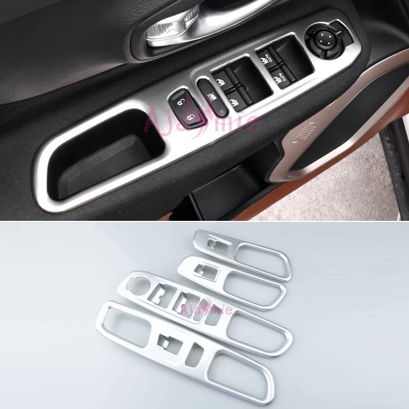 For Jeep Renegade 2016 2017 Interior Window Glass Switch Cover Stickers Trim Garnish Panel Frame Chrome Car Styling Accessories