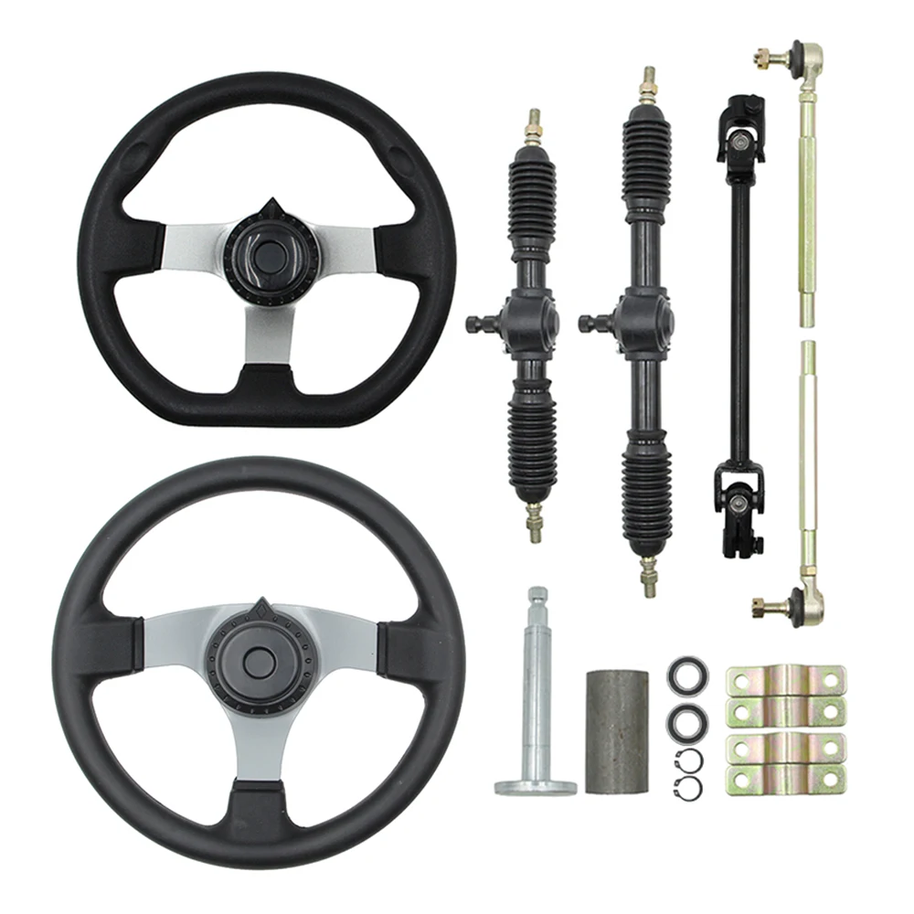 Complete Go Kart Front Power Steering Assembly 270MM/300MM Steering Wheel For DIY 110cc 125cc 150cc ATV Go Cart Golf Buggy UTV